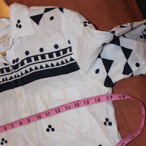 J. Crew printed linen Popover lBlouse Women's Size XS - Picture 10 of 11